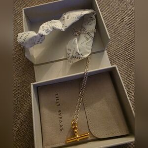 Tilly Sveass Two-Tone Silver Chain Necklace with Gold T-Bar Accent Pendant